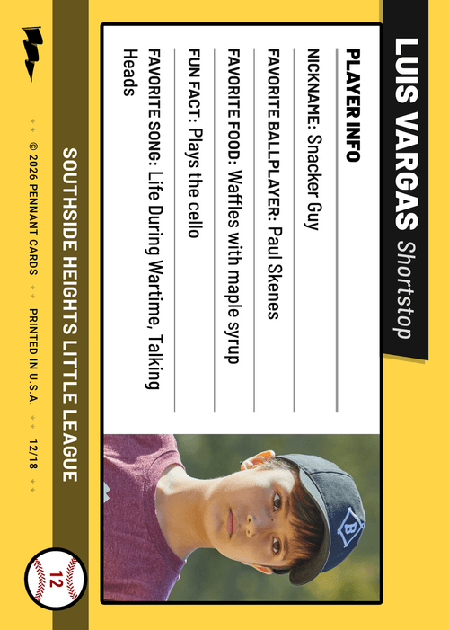 Minimal Baseball Card Back