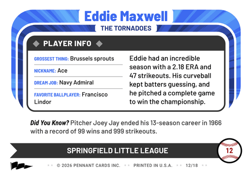 Ringer - back of card