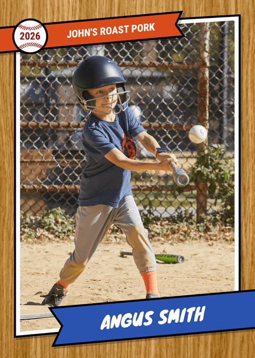 Wood Grain Baseball Card Design
